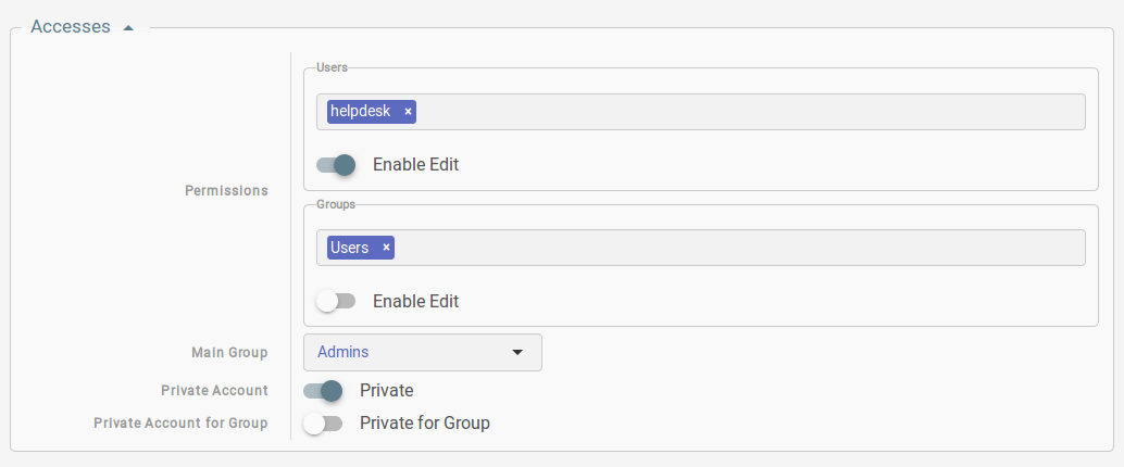 Configuring account accesses