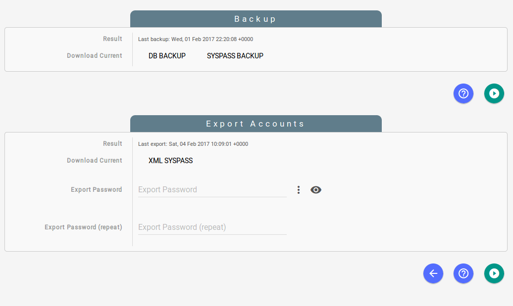 Backing up sysPass data