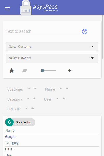 sysPass on a mobile device