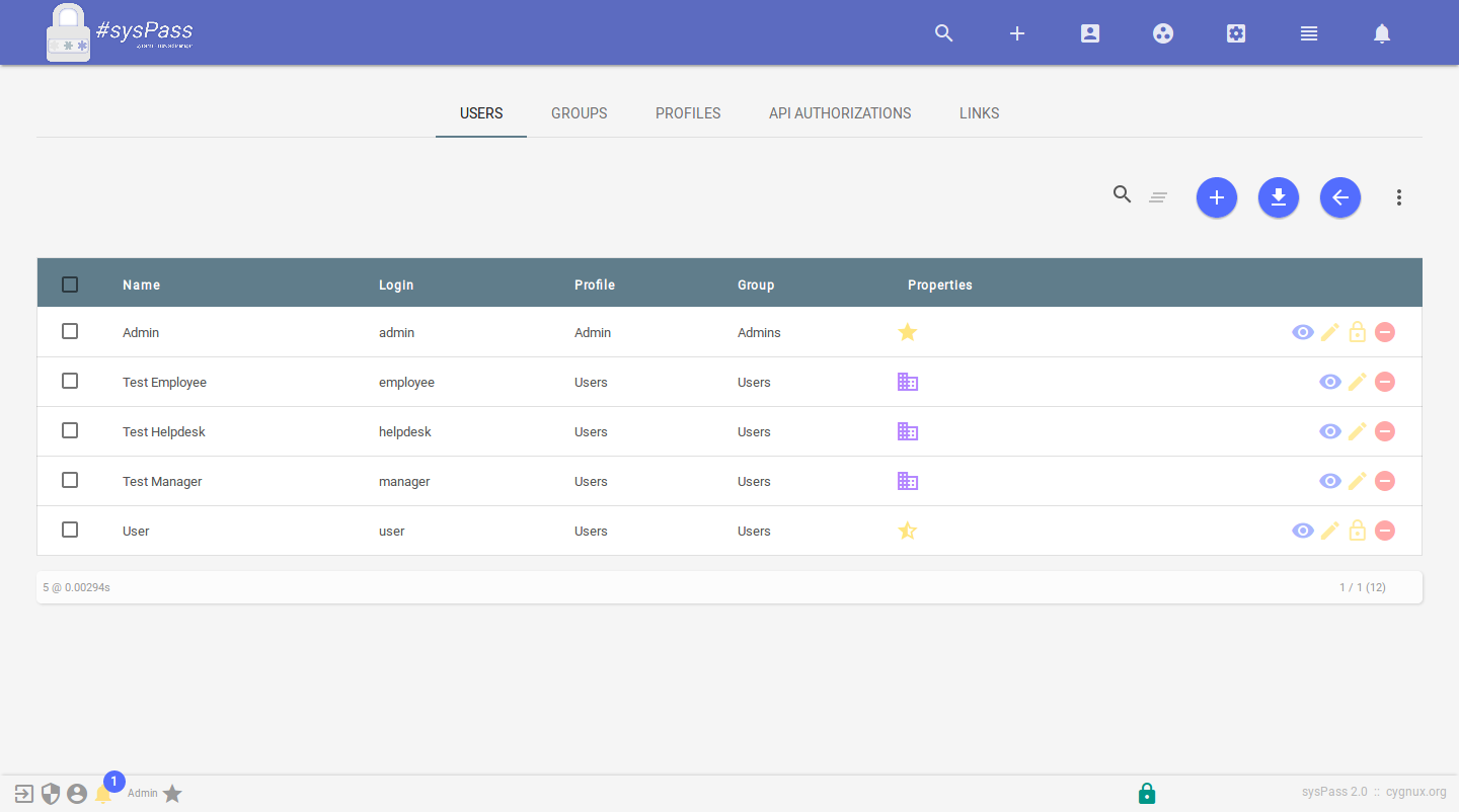 sysPass user management